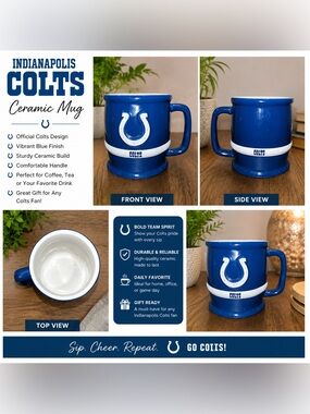 Indianapolis Colts Blue Ceramic Coffee Mug with Team Logo